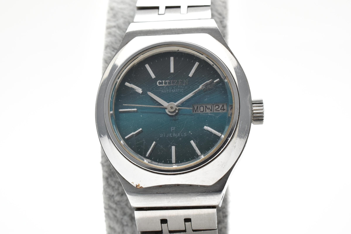 CITIZEN シチズン Cosmostar V2 コスモスター 4-700082Y レディース 自動巻き 腕時計 エメラルドグリーン文字盤 ステンレス ブレスレット 23mm 1970年代 ヴィンテージ