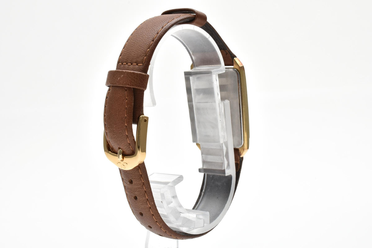 SEIKO セイコー Dolce ドルチェ 9021-5010 80s vintage メンズ クォーツ 腕時計 ゴールド文字盤 2針 長方形 SGP ステンレス ブラウン レザーストラップ 23mm 1980年代 ヴィンテージ