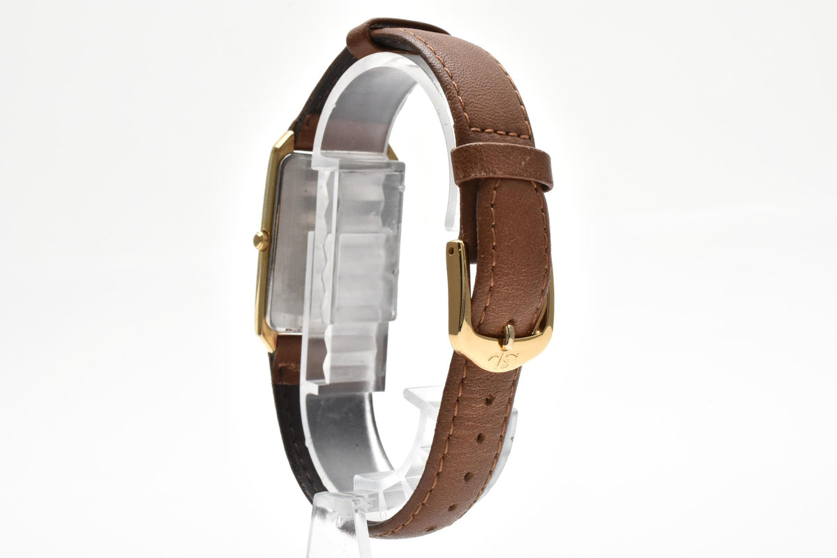 SEIKO セイコー Dolce ドルチェ 9021-5010 80s vintage メンズ クォーツ 腕時計 ゴールド文字盤 2針 長方形 SGP ステンレス ブラウン レザーストラップ 23mm 1980年代 ヴィンテージ