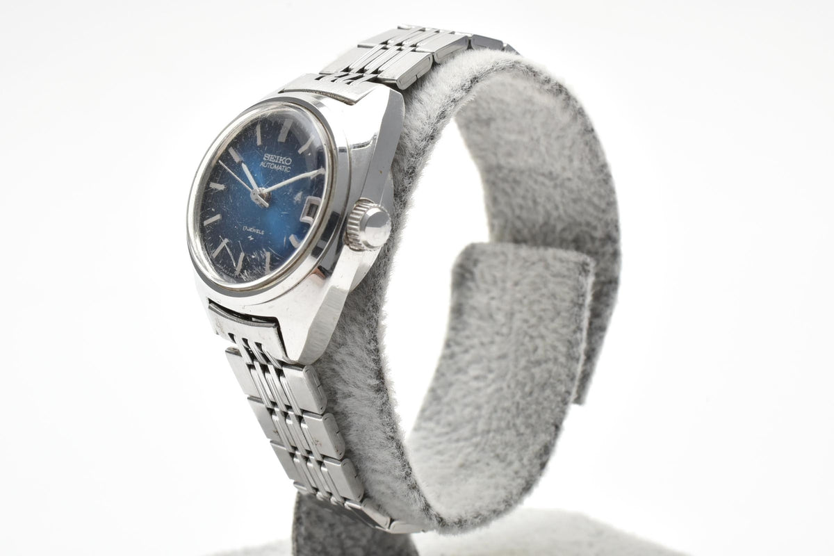 SEIKO セイコー 2205-0050 レディース 自動巻き 腕時計 ブルー文字盤 デイト 3針 ステンレス ブレスレット 22.6mm 1970年代 ヴィンテージ