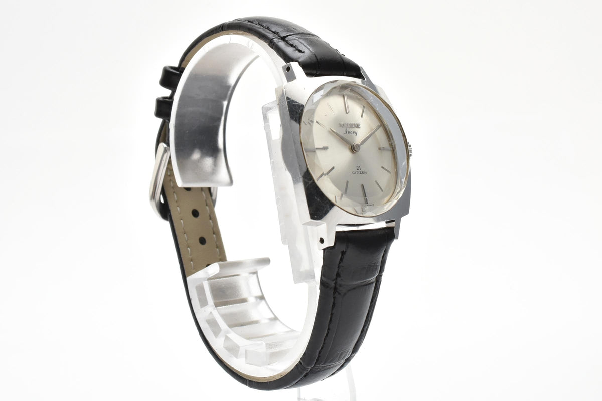 CITIZEN シチズン Deluxe Ivory 70s vintage デラックス アイボリー H0YS 2301-Y レディース 手巻き 21石 腕時計 シルバー文字盤 2針 ステンレス レザー 27mm 1970年代 ヴィンテージ