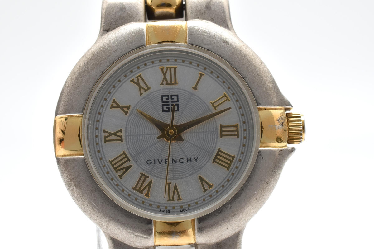 GIVENCHY ジバンシィ A.M. Line 9219111 レディース 90s vintage クォーツ 腕時計 シルバー文字盤 ローマ数字 ステンレス コンビ ブレスレット 23.7mm 1990年代 ヴィンテージ