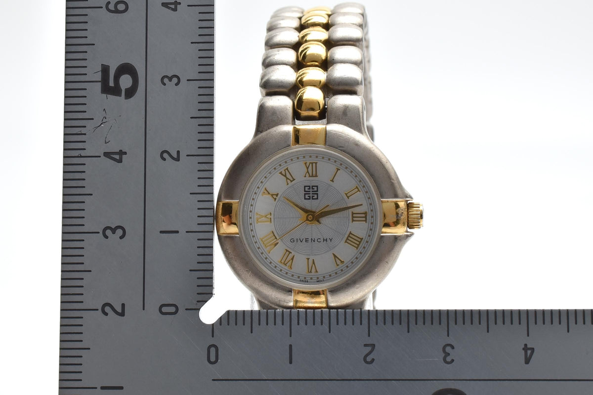 GIVENCHY ジバンシィ A.M. Line 9219111 レディース 90s vintage クォーツ 腕時計 シルバー文字盤 ローマ数字 ステンレス コンビ ブレスレット 23.7mm 1990年代 ヴィンテージ