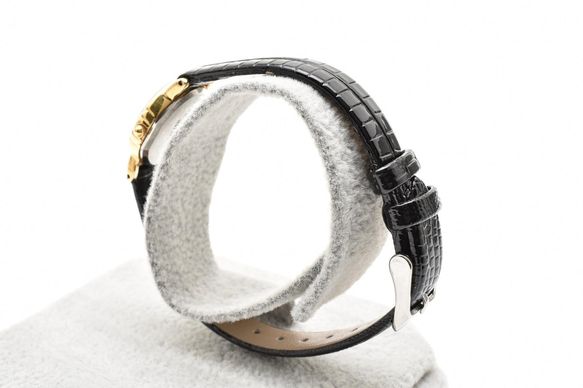 CITIZEN シチズン 2931-292758 80s vintage レディース クォーツ 腕時計 ゴールド文字盤 ローマ数字 ステンレスケース ブラック レザーストラップ 17.7mm 1980年代 ヴィンテージ