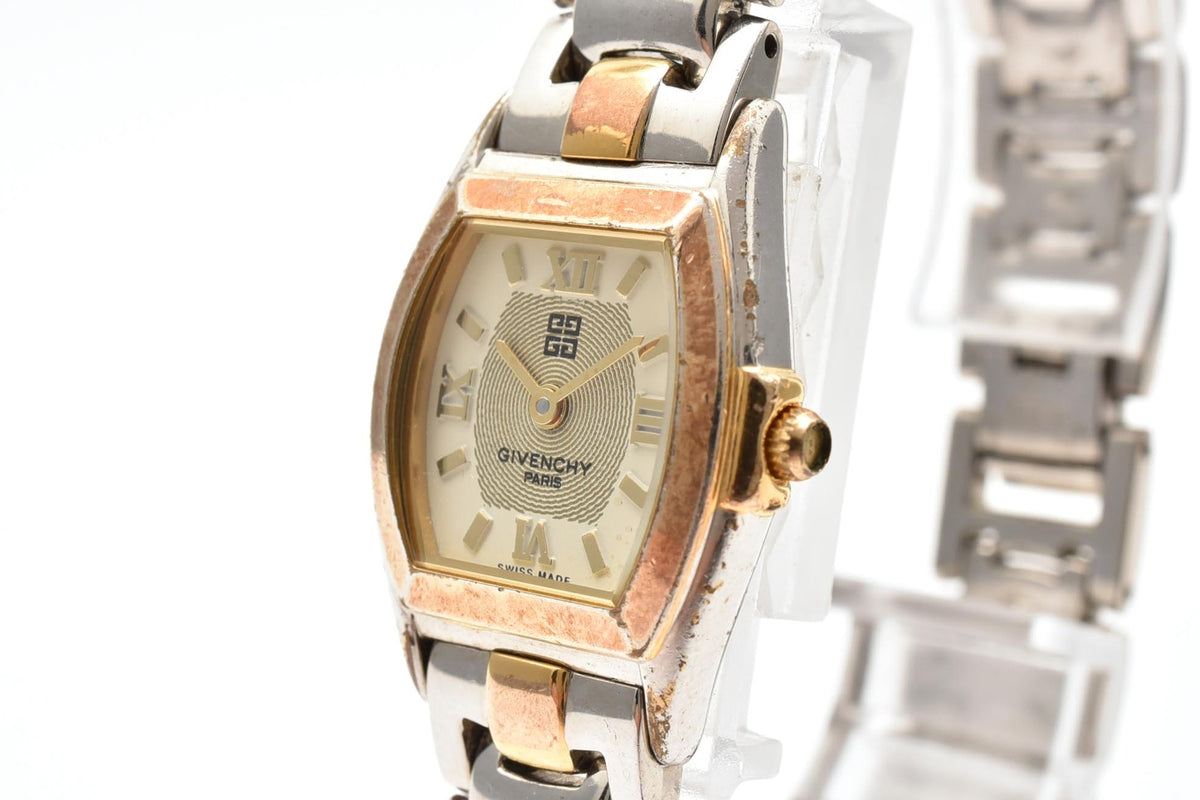 GIVENCHY ジバンシィ Havana Y2K vintage 00s ハバナ REG95587135 レディース クォーツ 腕時計 クリーム文字盤 長方形 スクエア ステンレス コンビ ブレスレット 18mm 2000年代