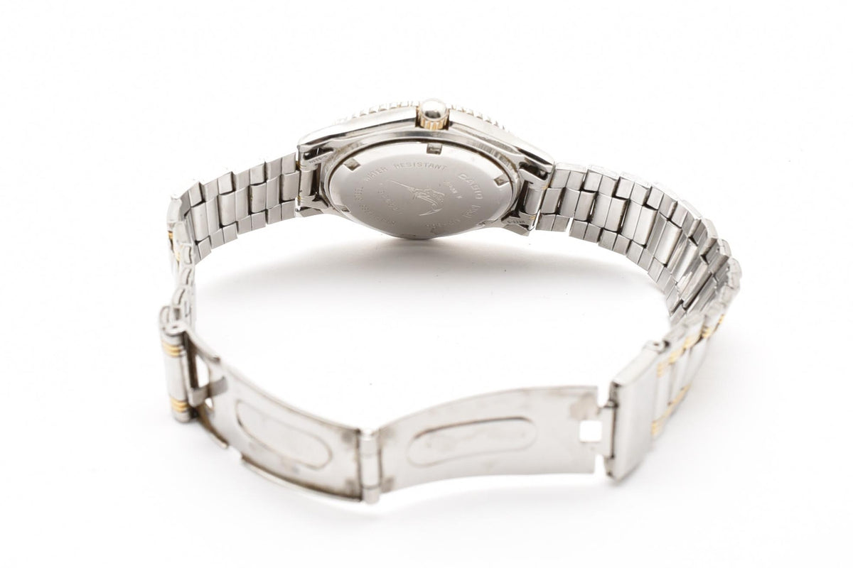 CASIO カシオ Euro Elegance ユーロエレガンス MD-606 メンズ クォーツ 腕時計 ホワイト文字盤 ローマ数字 デイト ステンレス コンビ ブレスレット 35.6mm 1990年代 ヴィンテージ