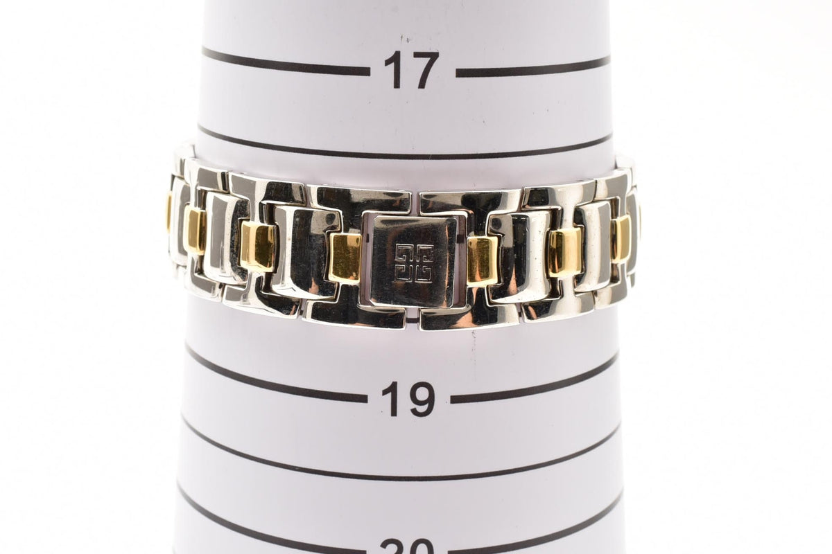 GIVENCHY ジバンシィ Havana ハバナ REG95587135 メンズ クォーツ 腕時計 ホワイト文字盤 ローマ数字 デイト トノー型 ステンレス コンビ ブレスレット 27.2mm 2000年代