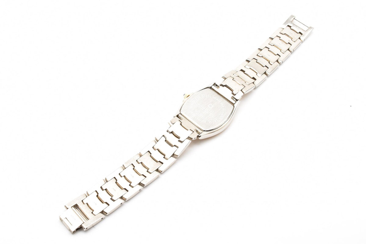 GIVENCHY ジバンシィ Havana ハバナ REG95587135 メンズ クォーツ 腕時計 ホワイト文字盤 ローマ数字 デイト トノー型 ステンレス コンビ ブレスレット 27.2mm 2000年代