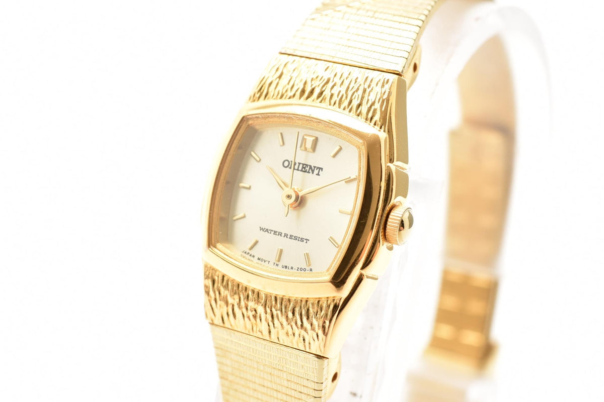 ORIENT オリエント UBLR-N1-0CS レディース クォーツ 腕時計 ゴールド文字盤 ステンレス ブレスレット 14mm 1980年代 ヴィンテージ ドレスウォッチ