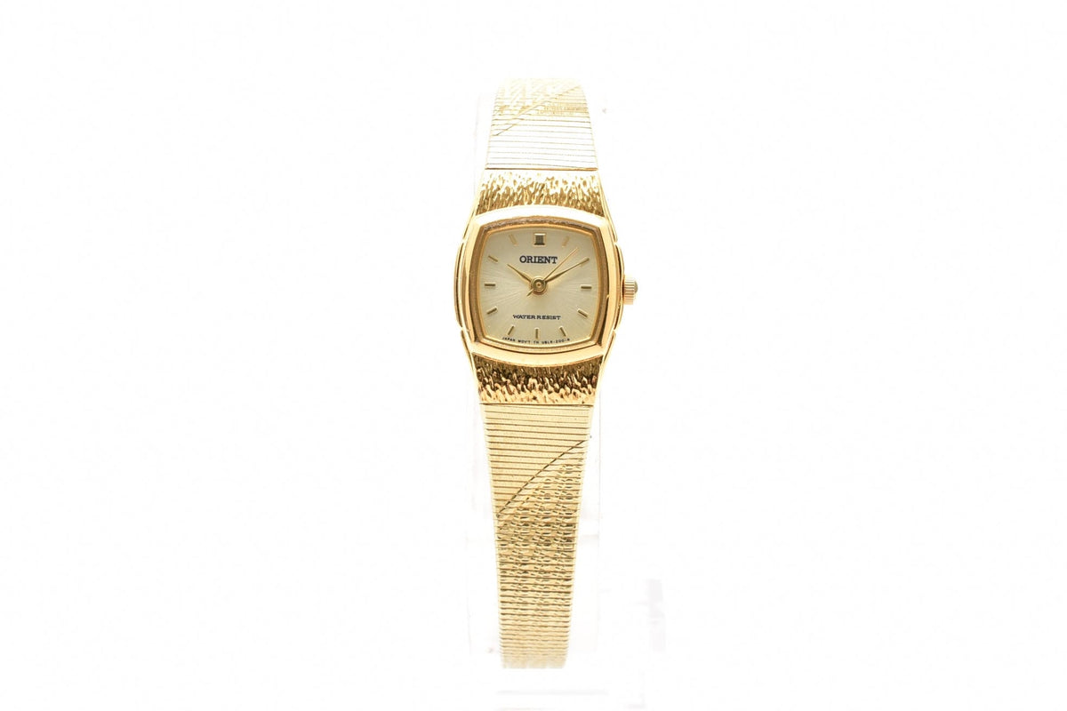 ORIENT オリエント UBLR-N1-0CS レディース クォーツ 腕時計 ゴールド文字盤 ステンレス ブレスレット 14mm 1980年代 ヴィンテージ ドレスウォッチ