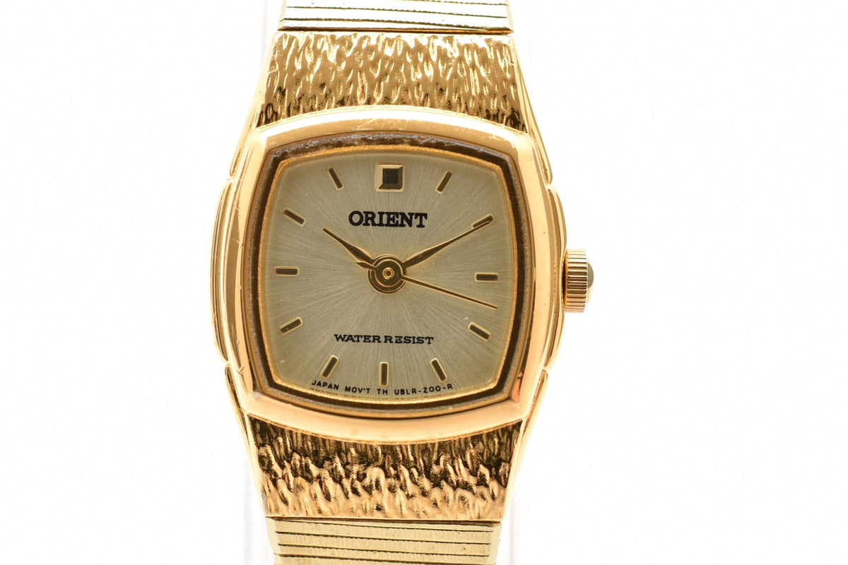 ORIENT オリエント UBLR-N1-0CS レディース クォーツ 腕時計 ゴールド文字盤 ステンレス ブレスレット 14mm 1980年代 ヴィンテージ ドレスウォッチ