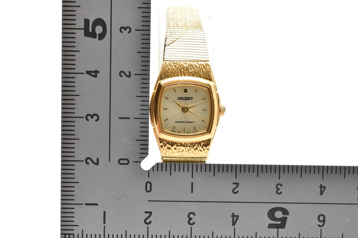 ORIENT オリエント UBLR-N1-0CS レディース クォーツ 腕時計 ゴールド文字盤 ステンレス ブレスレット 14mm 1980年代 ヴィンテージ ドレスウォッチ
