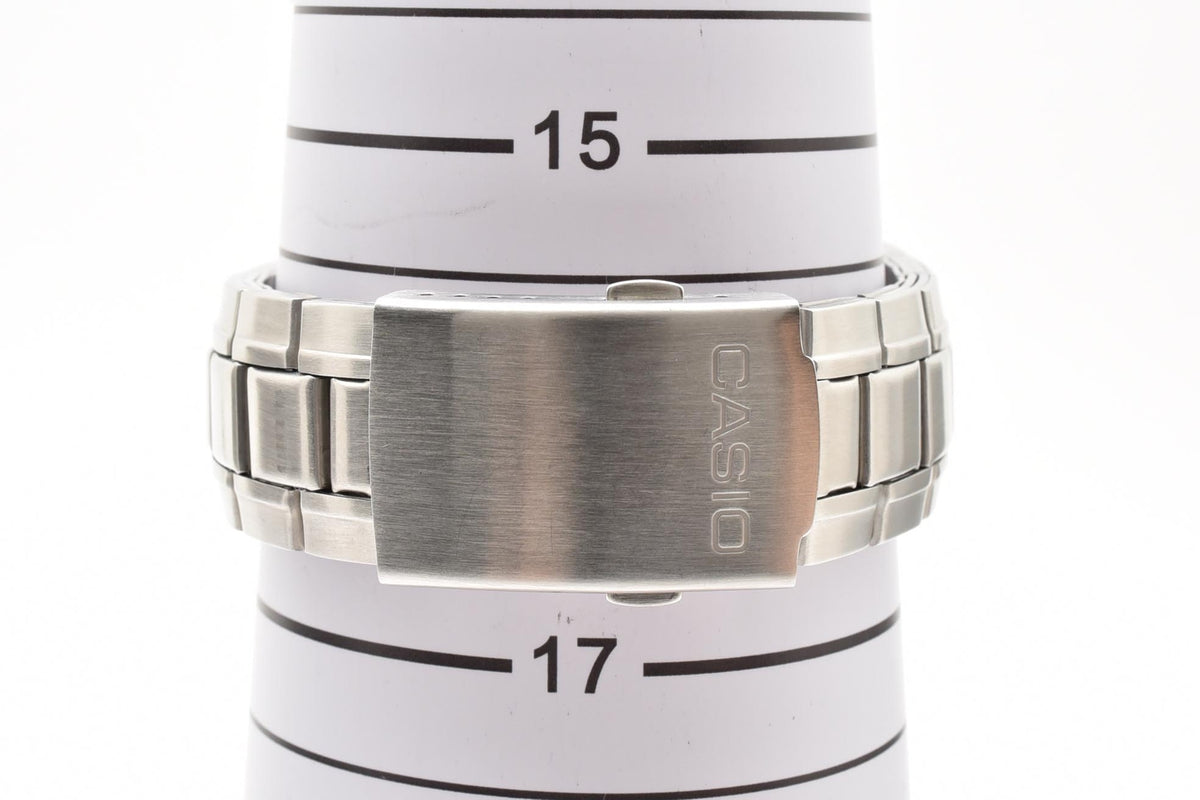 CASIO カシオ EDIFICE エディフィス EF-305 メンズ クォーツ 腕時計 ブラック文字盤 マルチダイヤル ブルーアクセント ステンレス ブレスレット 39.1mm 2000年代