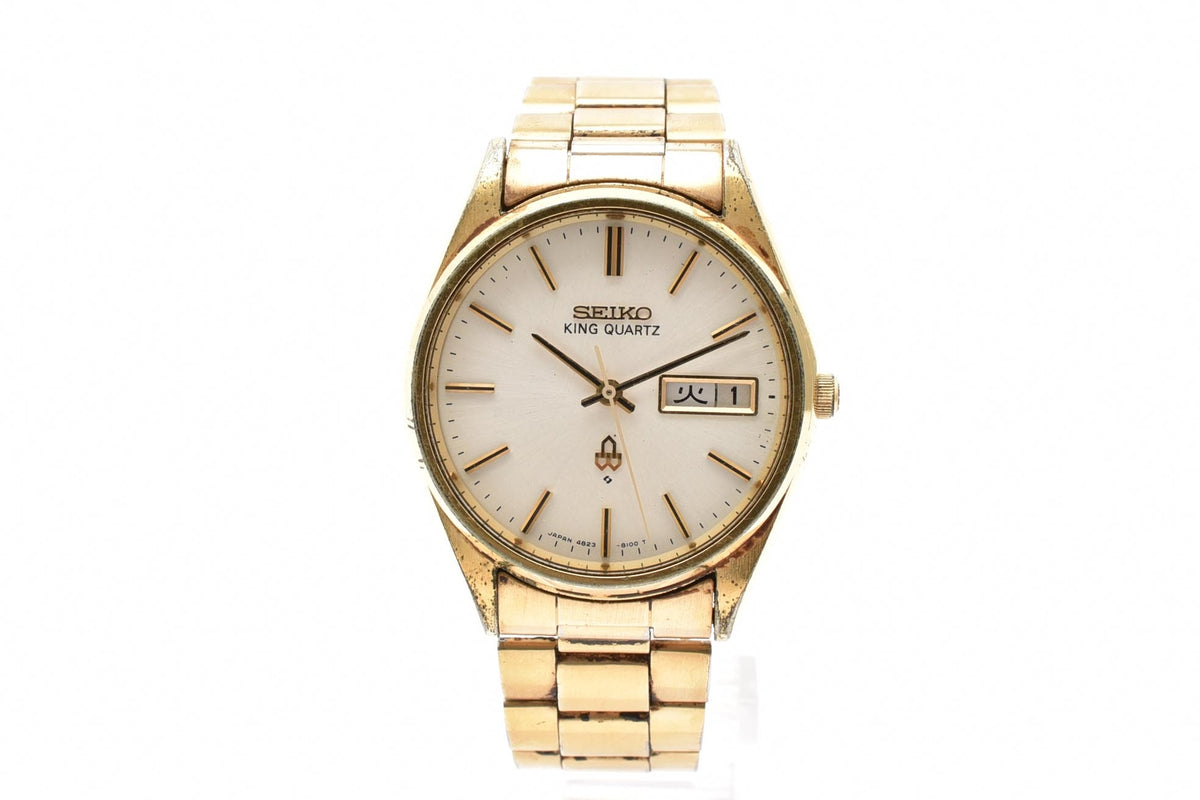 SEIKO セイコー King Quartz キングクォーツ 4623-8110 メンズ クォーツ 腕時計 ホワイト文字盤 デイデイト ステンレス ブレスレット 33.5mm 1970年代 ヴィンテージ