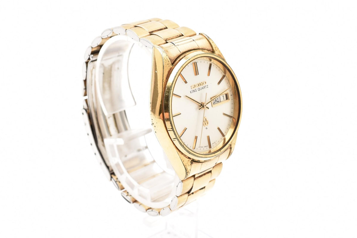 SEIKO セイコー King Quartz キングクォーツ 4623-8110 メンズ クォーツ 腕時計 ホワイト文字盤 デイデイト ステンレス ブレスレット 33.5mm 1970年代 ヴィンテージ