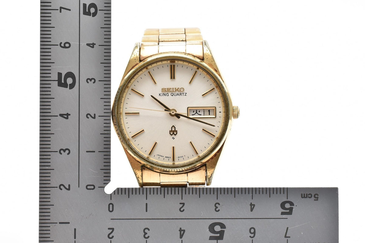SEIKO セイコー King Quartz キングクォーツ 4623-8110 メンズ クォーツ 腕時計 ホワイト文字盤 デイデイト ステンレス ブレスレット 33.5mm 1970年代 ヴィンテージ