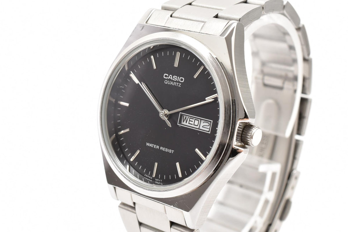 CASIO カシオ Standard スタンダード MTP-1240DJ メンズ クォーツ 腕時計 ブラック文字盤 デイデイト 曜日 日付 ステンレス ブレスレット 34mm 2000年代