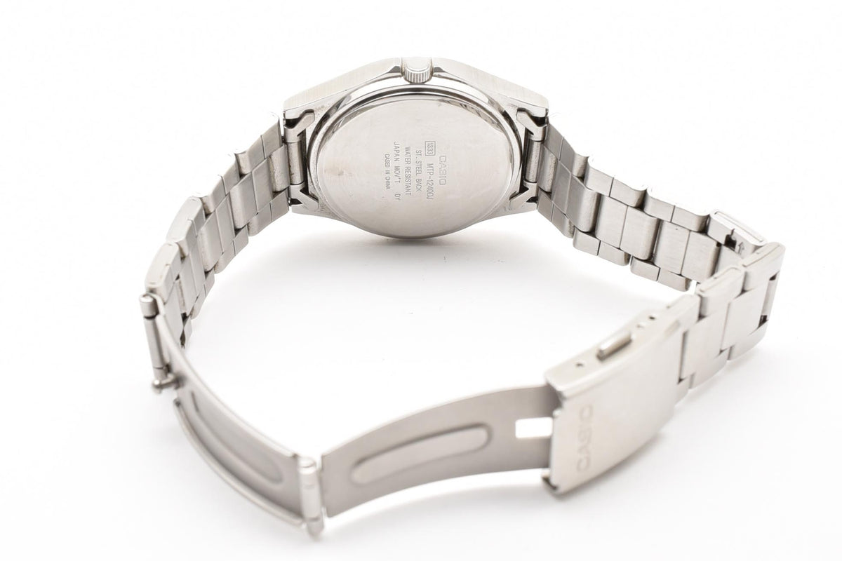 CASIO カシオ Standard スタンダード MTP-1240DJ メンズ クォーツ 腕時計 ブラック文字盤 デイデイト 曜日 日付 ステンレス ブレスレット 34mm 2000年代