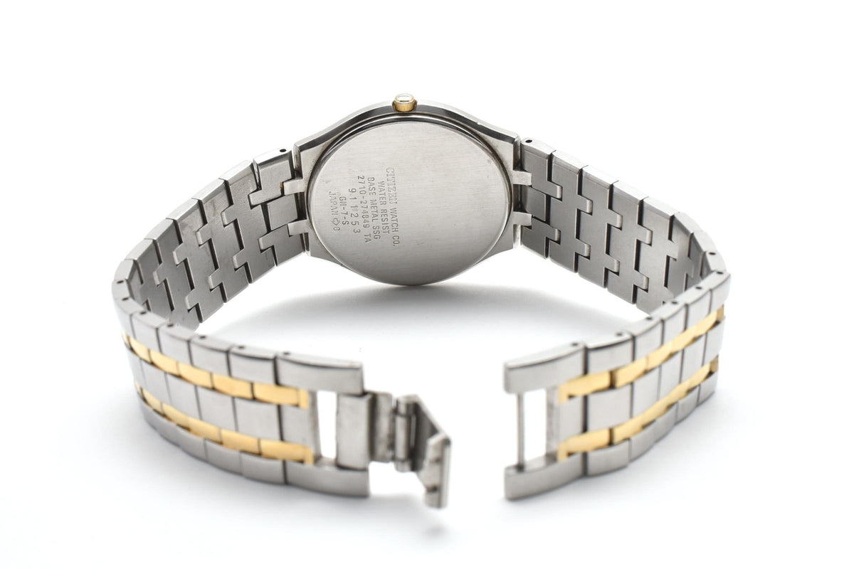 CITIZEN シチズン EXCEED エクシード 2710-274849 メンズ クォーツ 腕時計 ホワイト文字盤 デイト ステンレス SSG コンビ ブレスレット 32mm 1980年代 ヴィンテージ