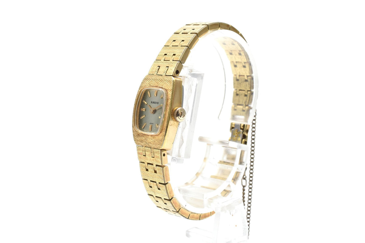 RADO ラドー V058 レディース 手巻き 腕時計 グリーン文字盤 ゴールドカラー ステンレス ブレスレット 14mm 1970年代 ヴィンテージ ドレスウォッチ