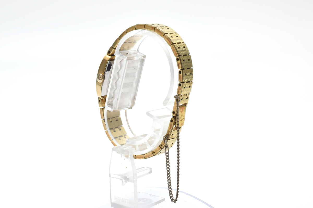 RADO ラドー V058 レディース 手巻き 腕時計 グリーン文字盤 ゴールドカラー ステンレス ブレスレット 14mm 1970年代 ヴィンテージ ドレスウォッチ