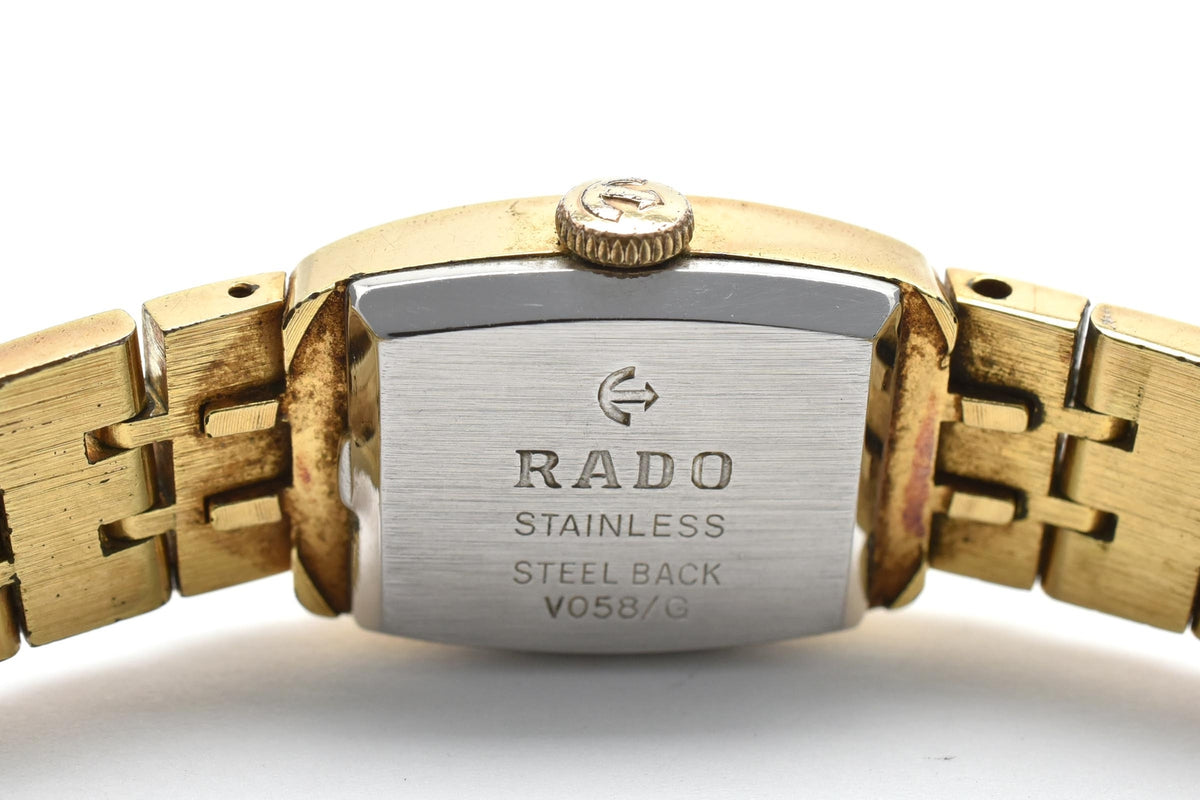 RADO ラドー V058 レディース 手巻き 腕時計 グリーン文字盤 ゴールドカラー ステンレス ブレスレット 14mm 1970年代 ヴィンテージ ドレスウォッチ