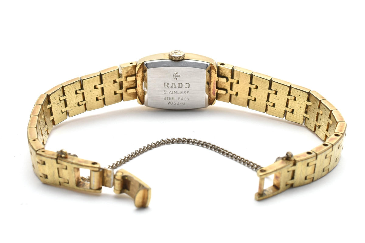 RADO ラドー V058 レディース 手巻き 腕時計 グリーン文字盤 ゴールドカラー ステンレス ブレスレット 14mm 1970年代 ヴィンテージ ドレスウォッチ