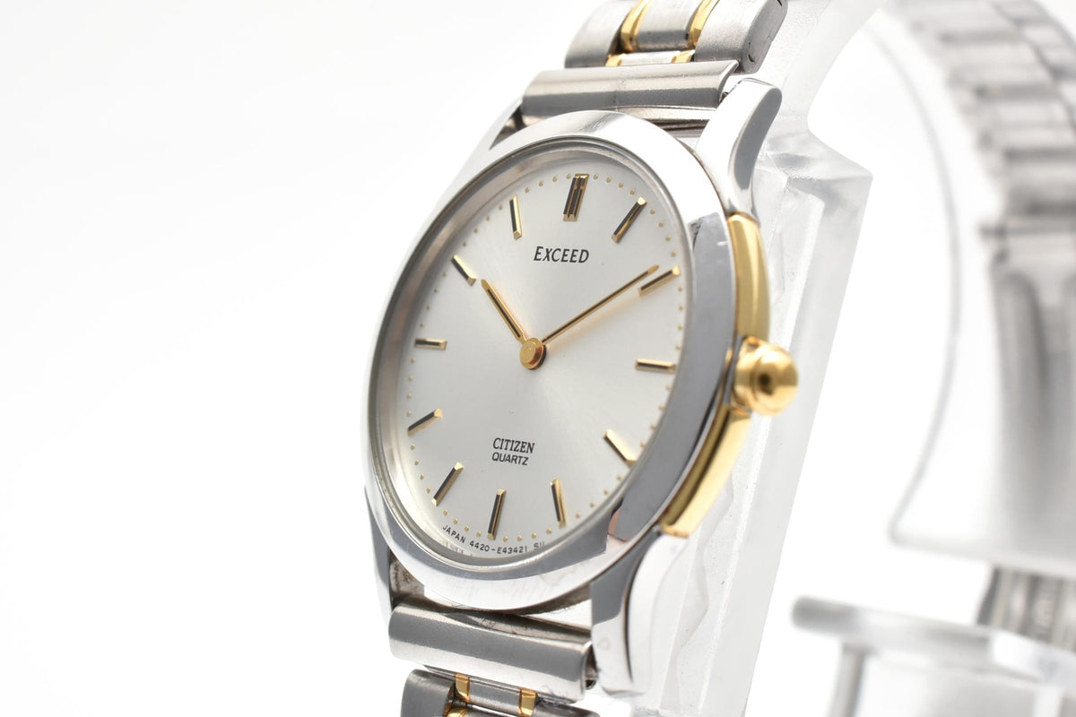 CITIZEN シチズン EXCEED エクシード 4420-E41730 レディース クォーツ 腕時計 ホワイト文字盤 2針 ステンレス コンビ ブレスレット 23mm 1990年代 ヴィンテージ