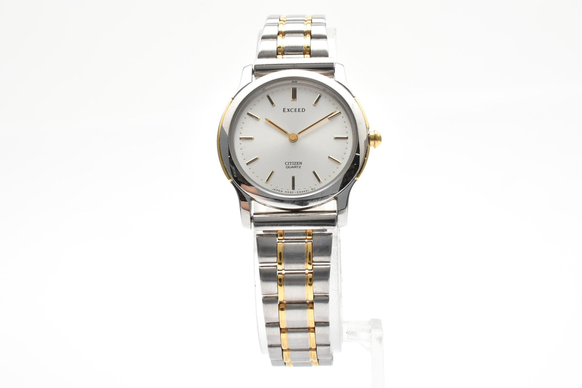 CITIZEN シチズン EXCEED エクシード 4420-E41730 レディース クォーツ 腕時計 ホワイト文字盤 2針 ステンレス コンビ ブレスレット 23mm 1990年代 ヴィンテージ