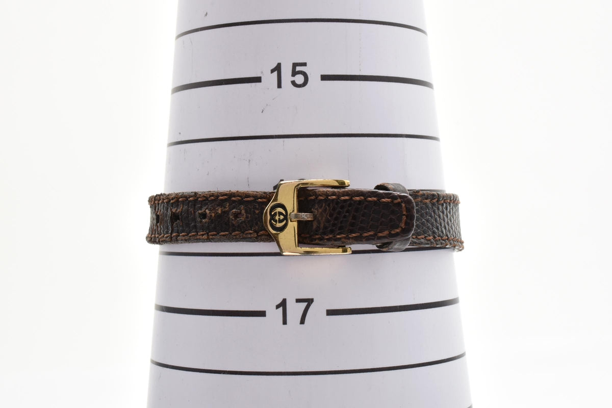 GUCCI グッチ レディース クォーツ 腕時計 ブラック文字盤 ローマ数字 スクエア 角型 ゴールドプレート レザーストラップ 18.3mm 1990年代 ヴィンテージ ドレスウォッチ