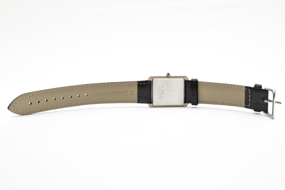 CITIZEN シチズン EXCEED エクシード 4-796381 メンズ クォーツ 腕時計 ブラック文字盤 角型 ステンレス レザーストラップ 25.3mm 1990年代 ヴィンテージ ドレスウォッチ