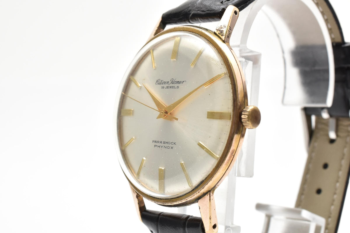 CITIZEN シチズン Homer ホーマー H0515805 メンズ 手巻き 腕時計 シルバー文字盤 3針 ステンレス レザーストラップ 35mm 1960年代 ヴィンテージ ドレスウォッチ