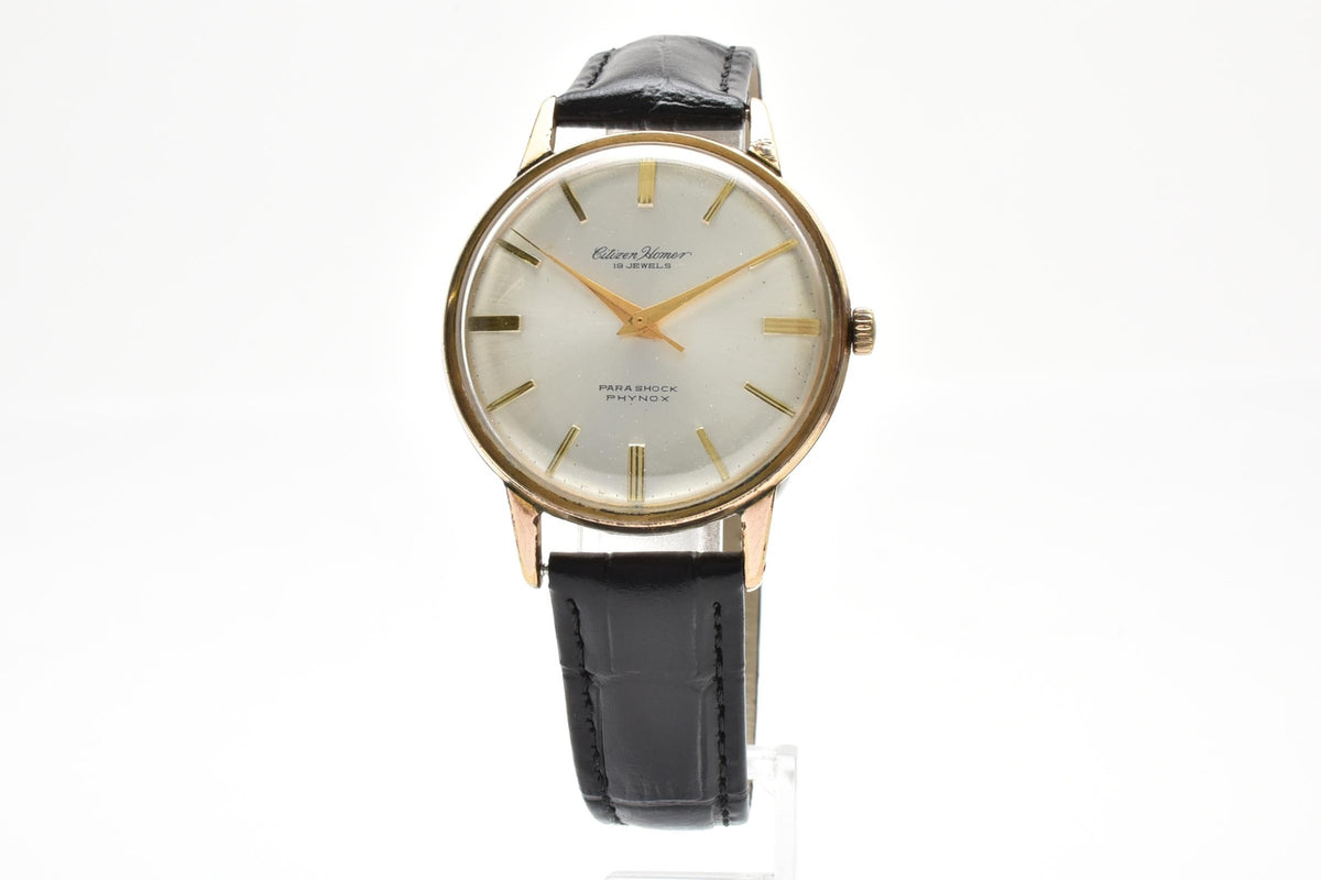 CITIZEN シチズン Homer ホーマー H0515805 メンズ 手巻き 腕時計 シルバー文字盤 3針 ステンレス レザーストラップ 35mm 1960年代 ヴィンテージ ドレスウォッチ