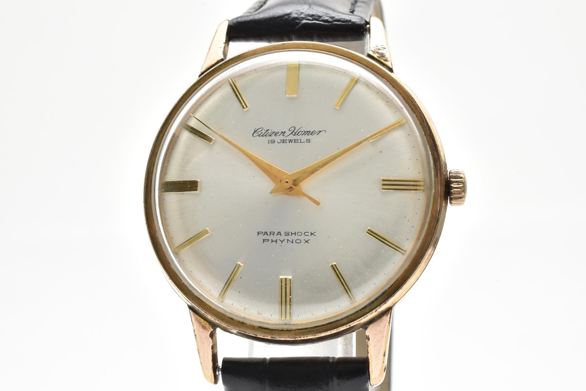 CITIZEN シチズン Homer ホーマー H0515805 メンズ 手巻き 腕時計 シルバー文字盤 3針 ステンレス レザーストラップ 35mm 1960年代 ヴィンテージ ドレスウォッチ