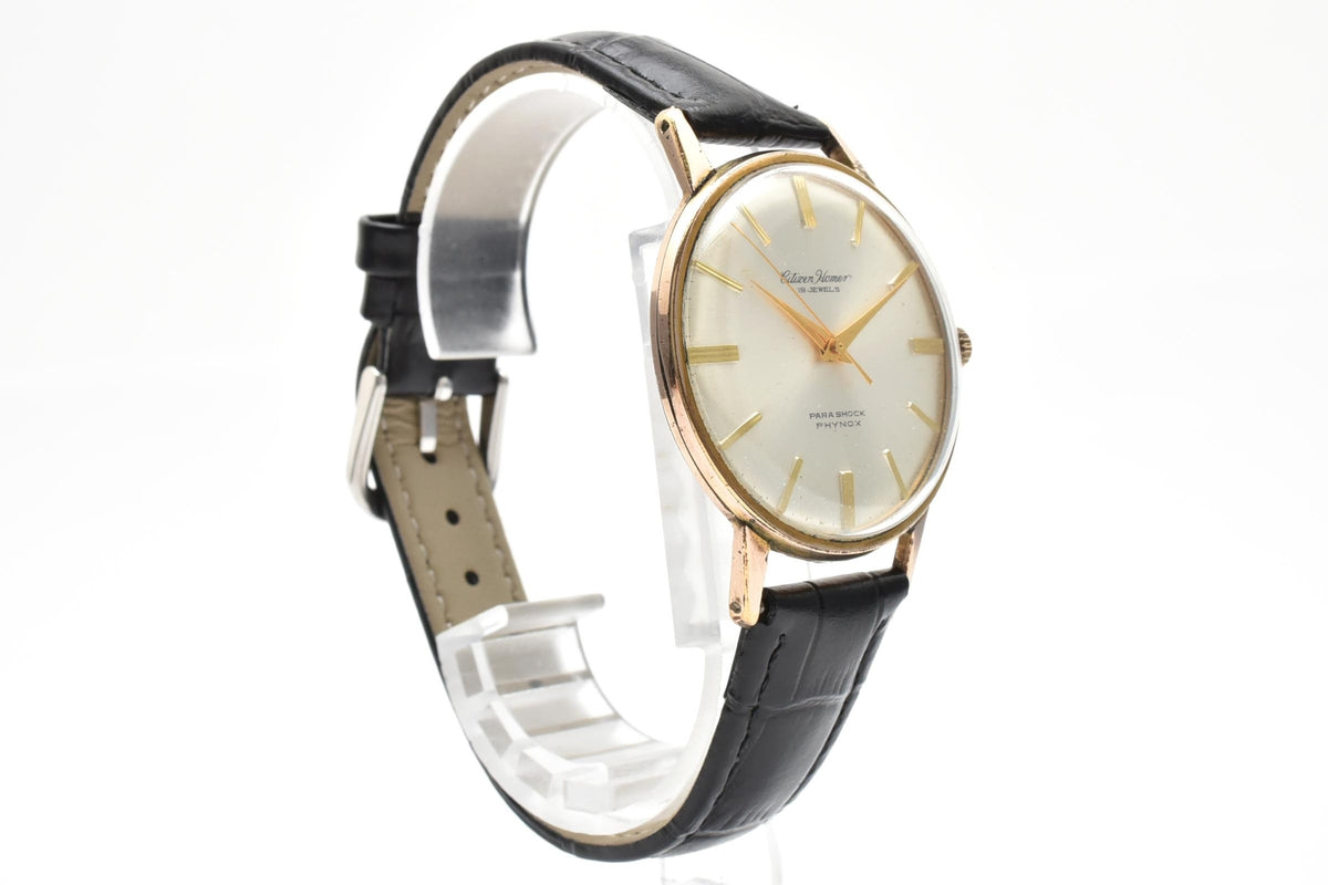 CITIZEN シチズン Homer ホーマー H0515805 メンズ 手巻き 腕時計 シルバー文字盤 3針 ステンレス レザーストラップ 35mm 1960年代 ヴィンテージ ドレスウォッチ