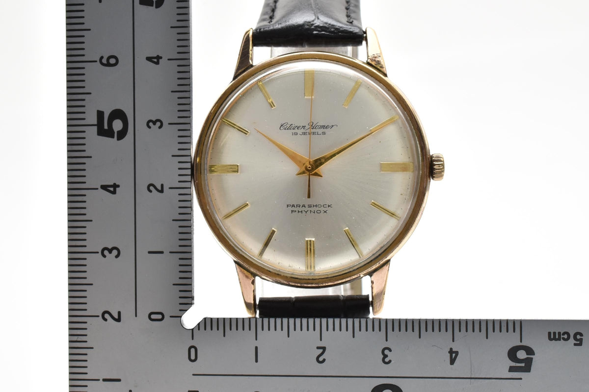 CITIZEN シチズン Homer ホーマー H0515805 メンズ 手巻き 腕時計 シルバー文字盤 3針 ステンレス レザーストラップ 35mm 1960年代 ヴィンテージ ドレスウォッチ