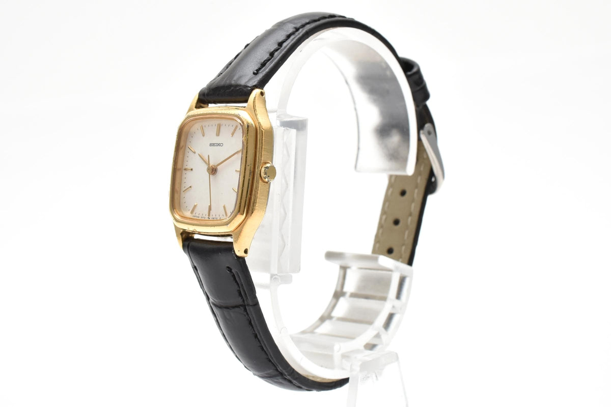 SEIKO セイコー 2P21-5300 レディース クォーツ 腕時計 ホワイト文字盤 2針 角型 ステンレス レザーストラップ 19mm 1980年代 ヴィンテージ ドレスウォッチ