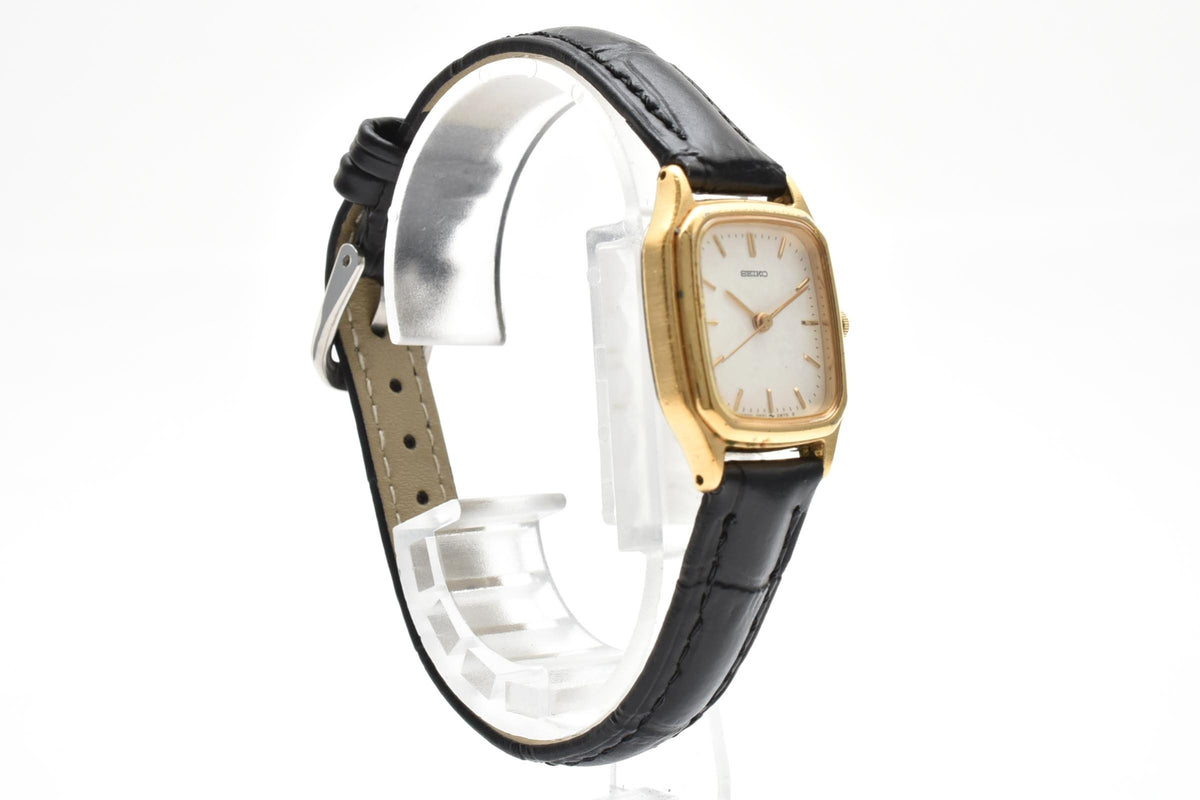 SEIKO セイコー 2P21-5300 レディース クォーツ 腕時計 ホワイト文字盤 2針 角型 ステンレス レザーストラップ 19mm 1980年代 ヴィンテージ ドレスウォッチ