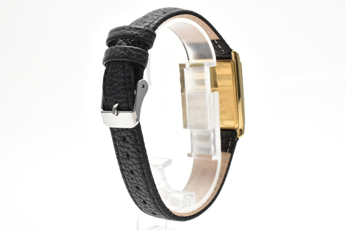 CITIZEN シチズン EXCEED エクシード 4420-E41308 メンズ クォーツ 腕時計 ホワイト文字盤 ローマ数字 角型 ゴールドカラー レザー 21.8mm 1980年代 ヴィンテージ