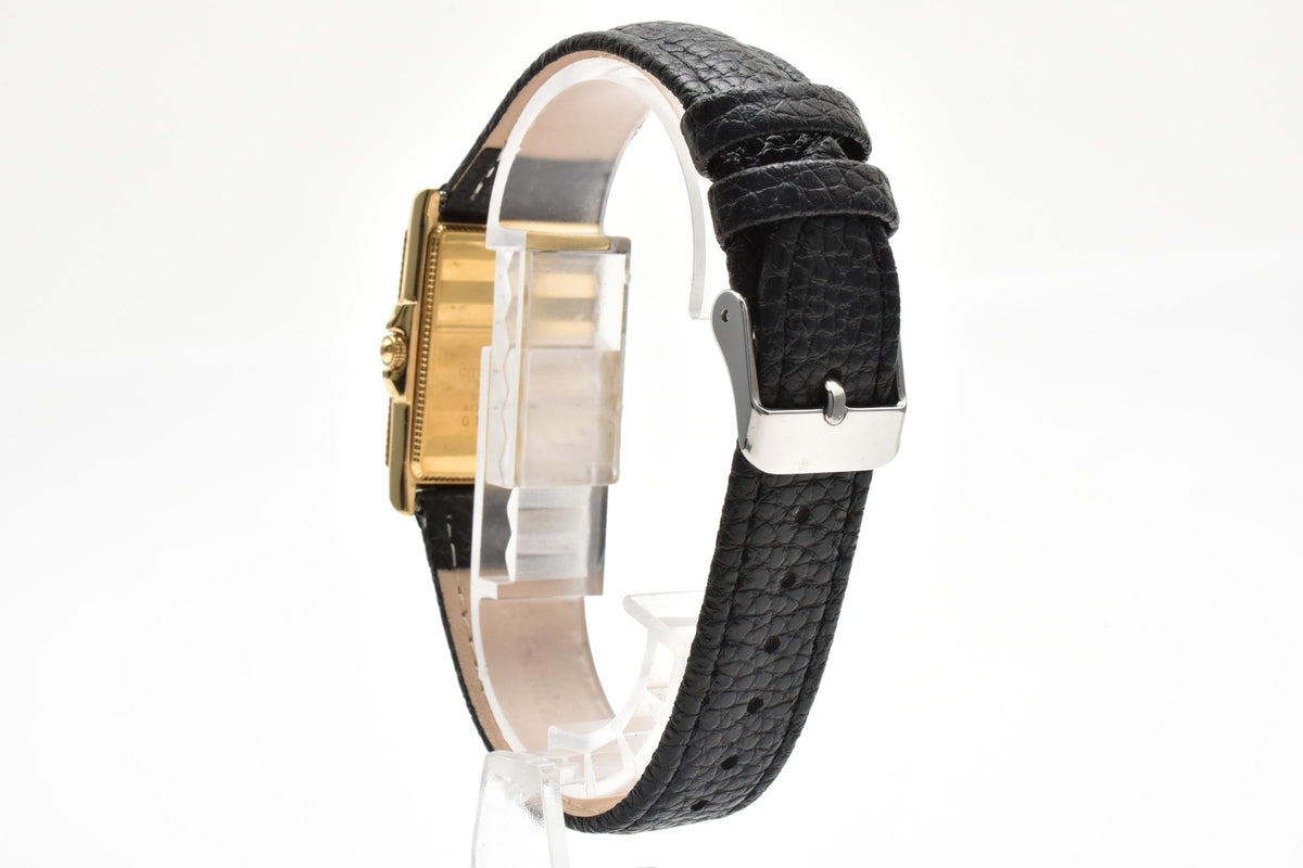 CITIZEN シチズン EXCEED エクシード 4420-E41308 メンズ クォーツ 腕時計 ホワイト文字盤 ローマ数字 角型 ゴールドカラー レザー 21.8mm 1980年代 ヴィンテージ