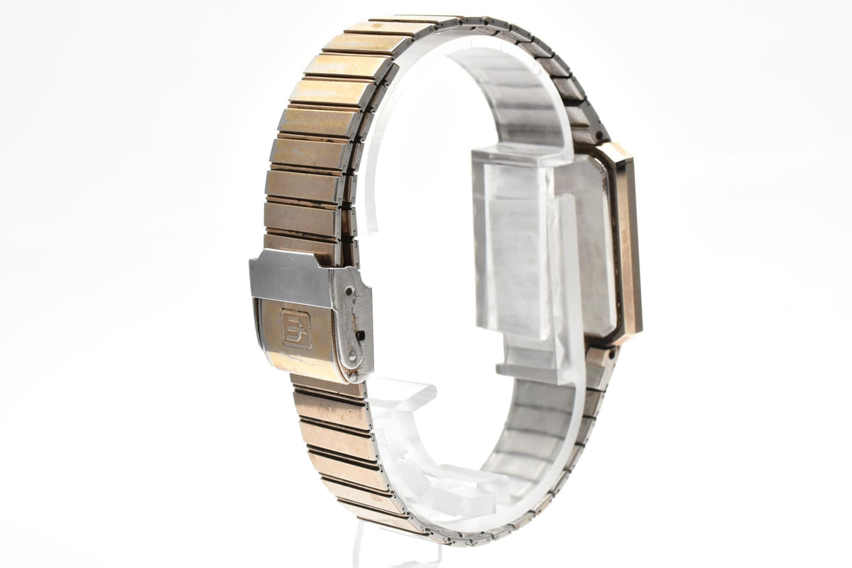 CITIZEN シチズン EXCEED エクシード 1930-191277 メンズ クォーツ 腕時計 ブラック文字盤 2針 長方形 スクエア ステンレス ブレスレット 25mm 1980年代 ヴィンテージ