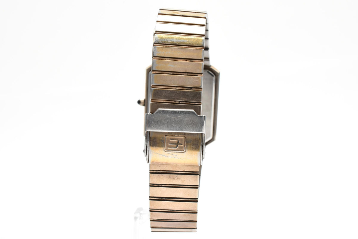 CITIZEN シチズン EXCEED エクシード 1930-191277 メンズ クォーツ 腕時計 ブラック文字盤 2針 長方形 スクエア ステンレス ブレスレット 25mm 1980年代 ヴィンテージ