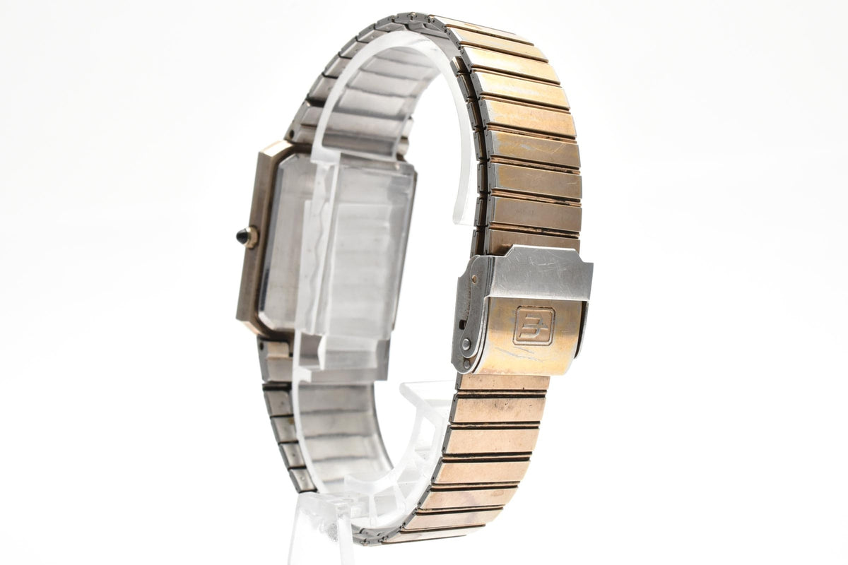 CITIZEN シチズン EXCEED エクシード 1930-191277 メンズ クォーツ 腕時計 ブラック文字盤 2針 長方形 スクエア ステンレス ブレスレット 25mm 1980年代 ヴィンテージ