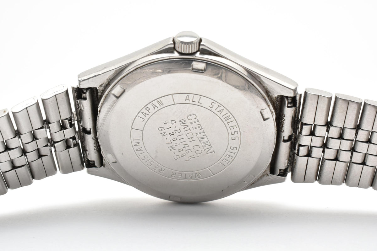 CITIZEN シチズン 4-211146K メンズ クォーツ 腕時計 ブラウン文字盤 デイデイト 曜日 日付 ステンレス ブレスレット 34mm 1980年代 ヴィンテージ