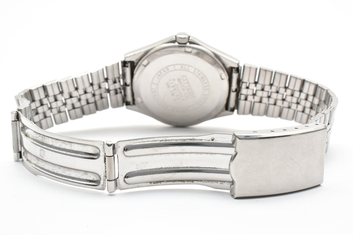 CITIZEN シチズン 4-211146K メンズ クォーツ 腕時計 ブラウン文字盤 デイデイト 曜日 日付 ステンレス ブレスレット 34mm 1980年代 ヴィンテージ