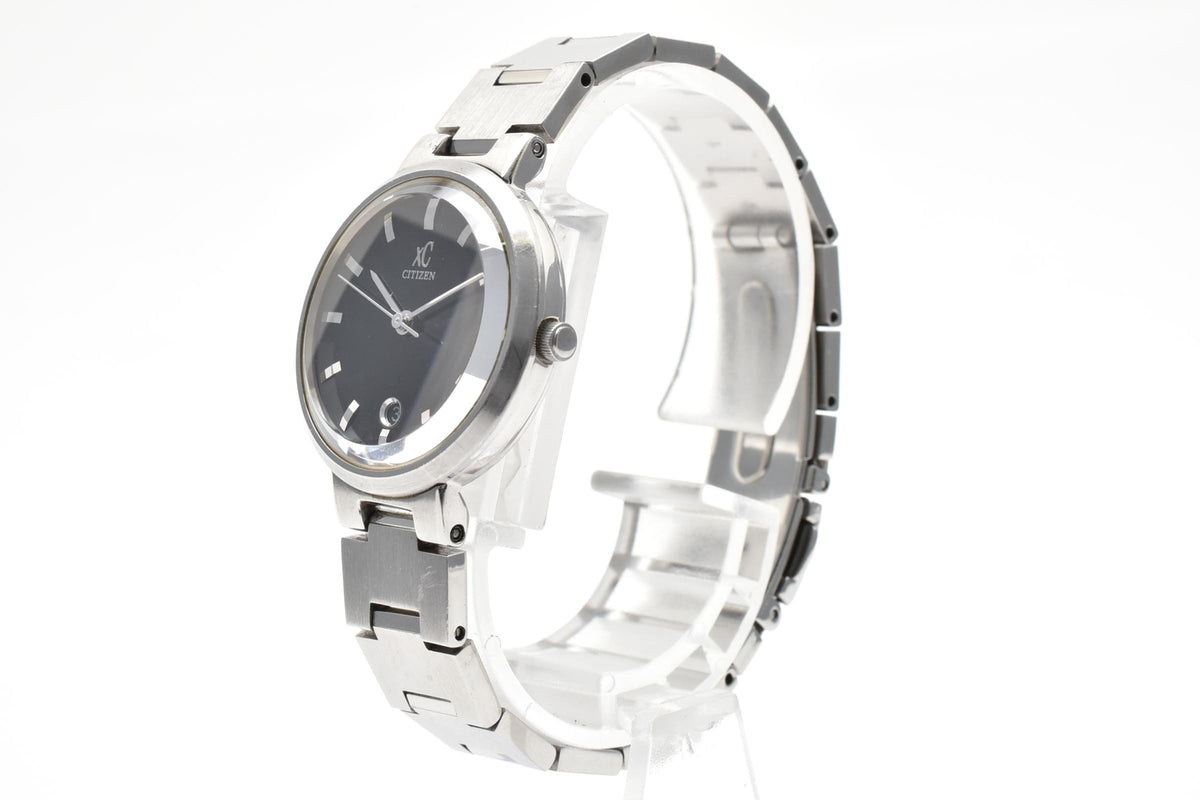 CITIZEN シチズン xC クロスシー 4613-H07910 メンズ クォーツ 腕時計 ブラック文字盤 2針 ステンレス ブレスレット 26mm 1990年代 ヴィンテージ ドレスウォッチ