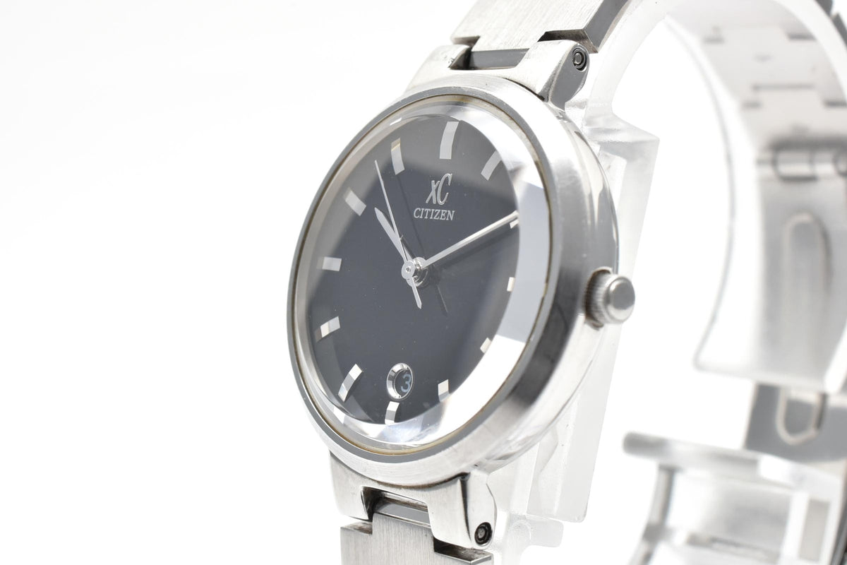 CITIZEN シチズン xC クロスシー 4613-H07910 メンズ クォーツ 腕時計 ブラック文字盤 2針 ステンレス ブレスレット 26mm 1990年代 ヴィンテージ ドレスウォッチ