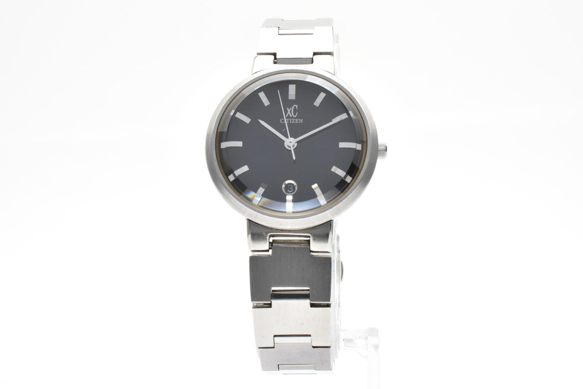 CITIZEN シチズン xC クロスシー 4613-H07910 メンズ クォーツ 腕時計 ブラック文字盤 2針 ステンレス ブレスレット 26mm 1990年代 ヴィンテージ ドレスウォッチ