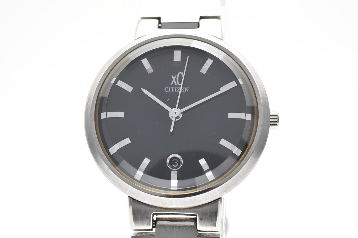 CITIZEN シチズン xC クロスシー 4613-H07910 メンズ クォーツ 腕時計 ブラック文字盤 2針 ステンレス ブレスレット 26mm 1990年代 ヴィンテージ ドレスウォッチ