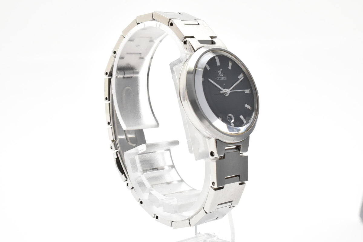CITIZEN シチズン xC クロスシー 4613-H07910 メンズ クォーツ 腕時計 ブラック文字盤 2針 ステンレス ブレスレット 26mm 1990年代 ヴィンテージ ドレスウォッチ